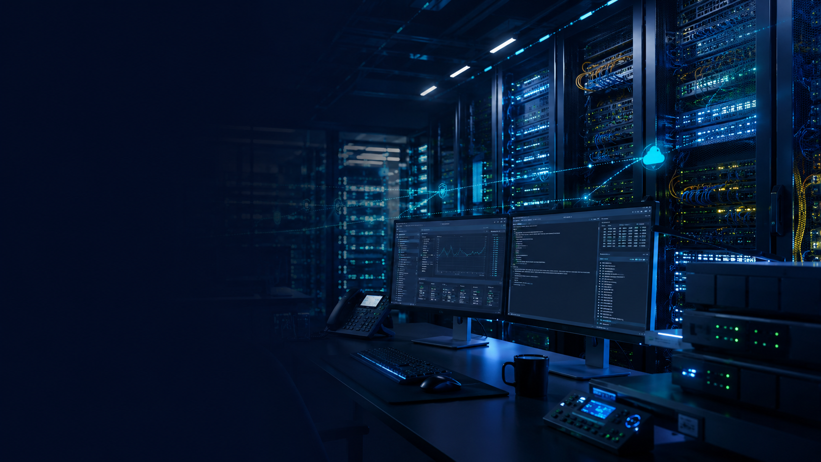 A managed operations workstation monitoring infrastructure telemetry in real time